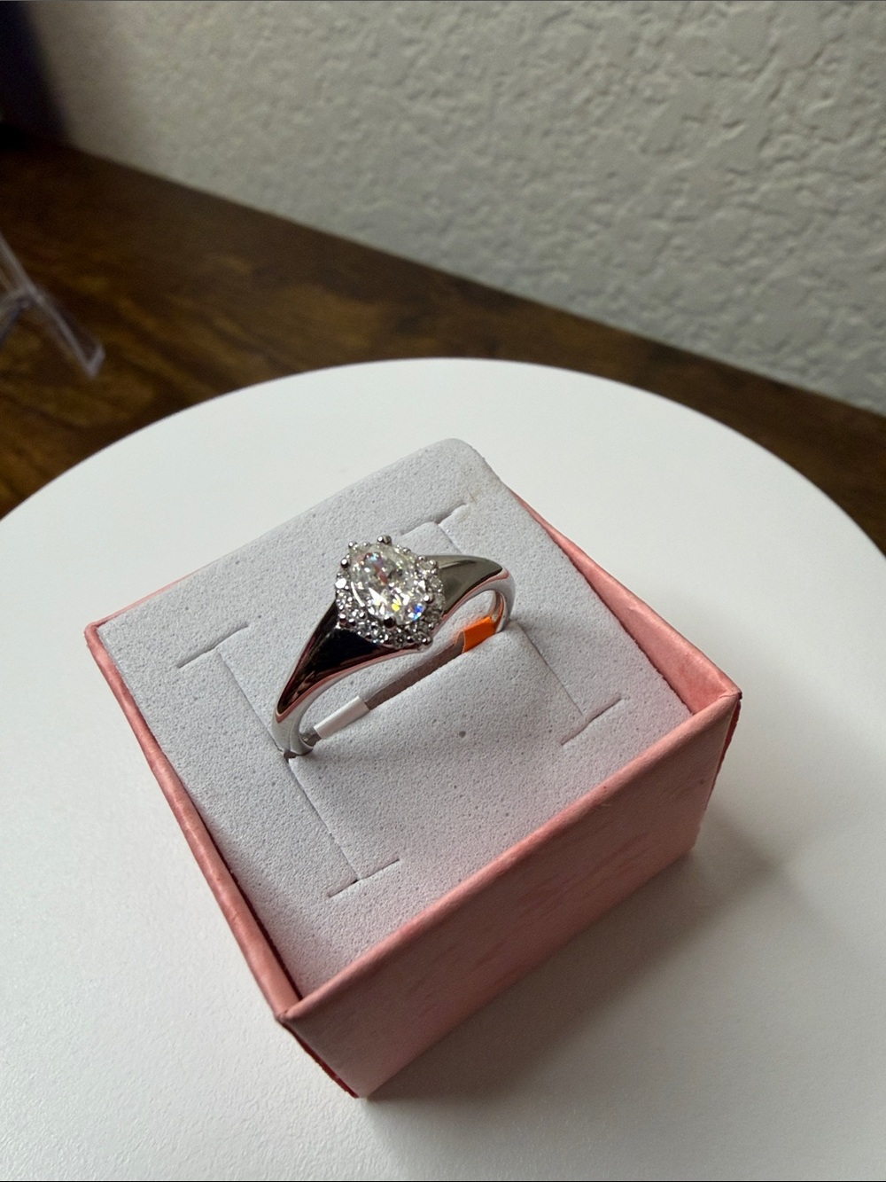 Sterling Silver Moissanite Halo Engagement Ring